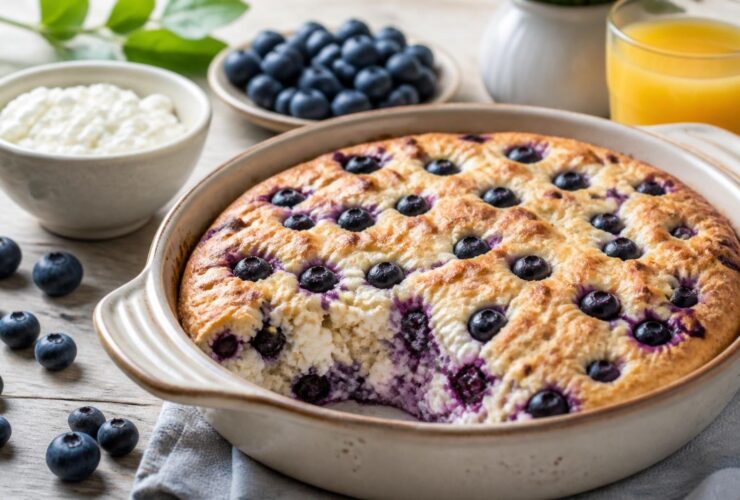 High Protein Blueberry Cottage Cheese Breakfast Bake Recipe