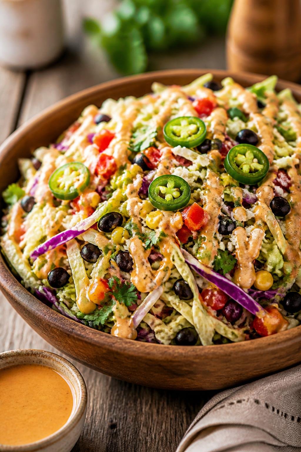Tex-Mex Cowboy Cabbage Salad with Chipotle Dressing 